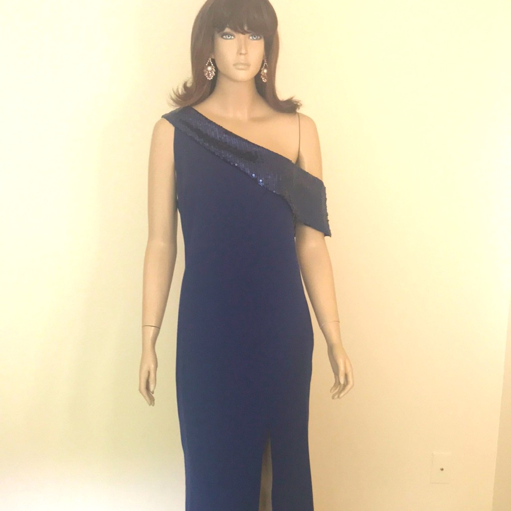 SHO BY Tadashi Shoji Size 12 Maxi Dress, Royal Navy